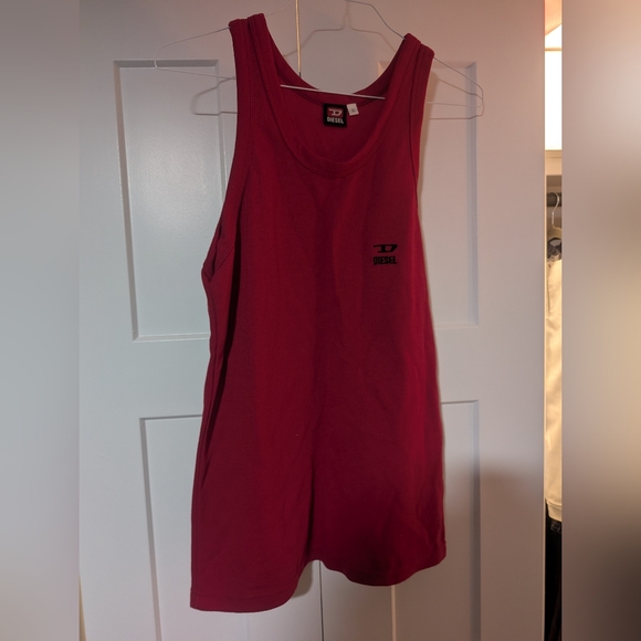 Vintage Diesel 90’s Red Y2K Sleeveless Tank Top T-Shirt Racing Fashion Size L - Picture 1 of 4